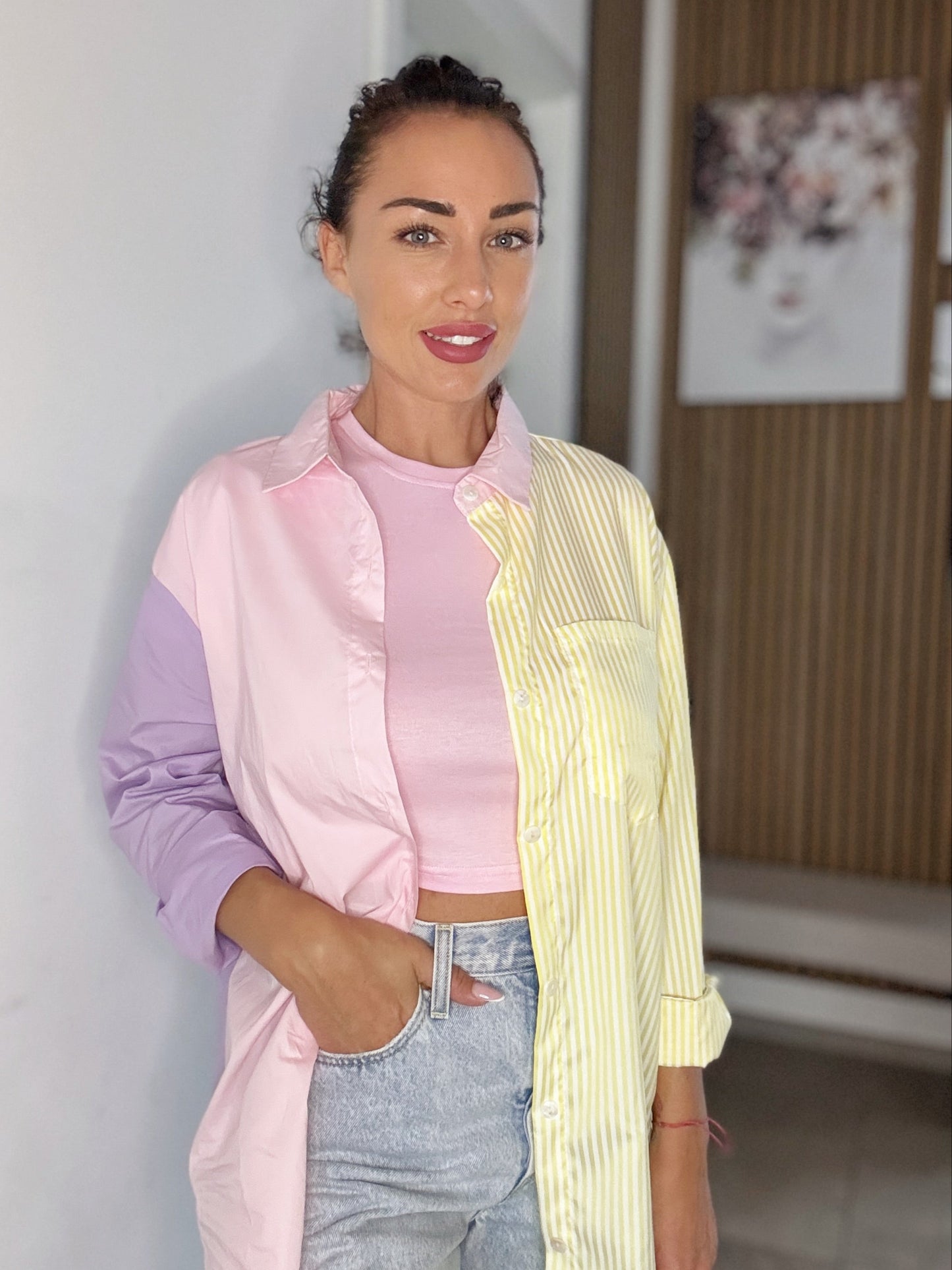 Colorblock Bluse ''Dolce Pastello'' Lila